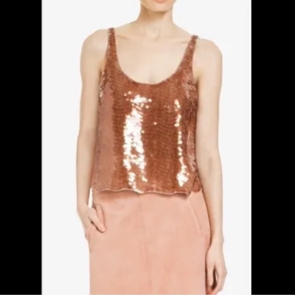 BCBGMaxAzria Copper Sequin Tank Top